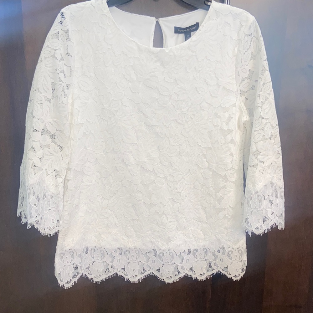 Banana Republic White Lace Blouse, size M